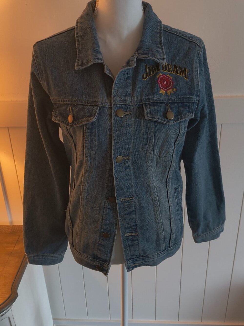 Vintage Jim Beam Denim Jean Jacket – Size Small / Fits Like a Medium